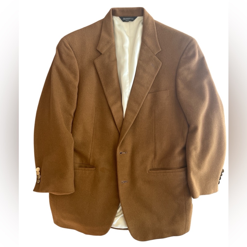 Majer made in USA 100% cashmere tan Brown two buttons Blazer See measurements